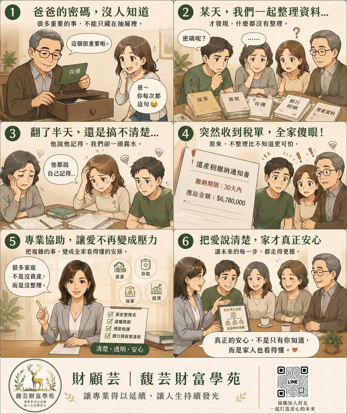 家庭傳承整理六格漫畫