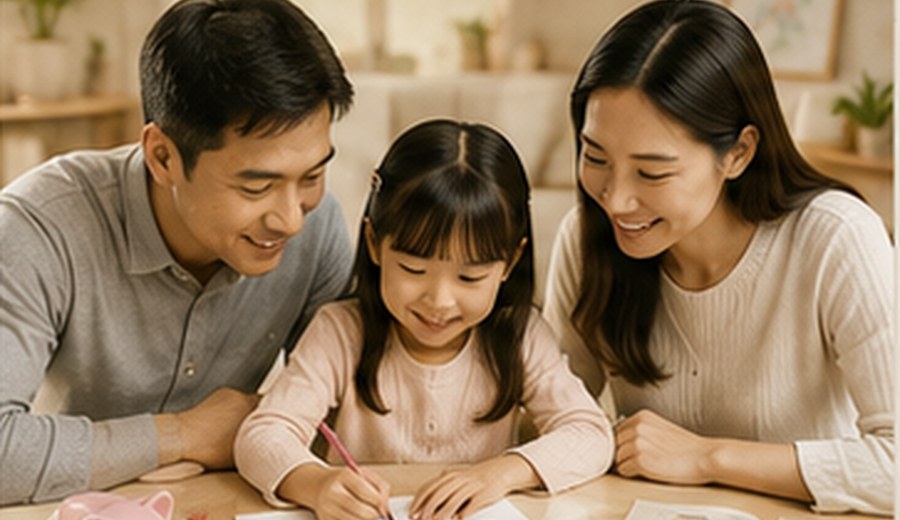 Financial article card kids education
